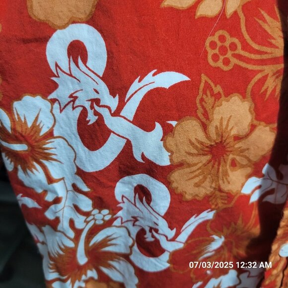 Dungeons & Dragons Wizards of the Coast Logo Woven Hawiian Button-Up Mens 2XL - Picture 3 of 6